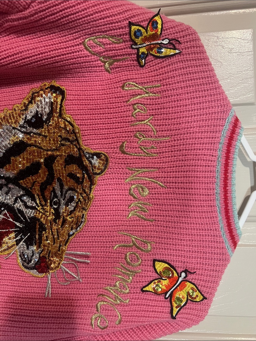 Ed Hardy Pink and Aqua Striped Knit Cardigan - Picture 8 of 13